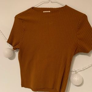 Cropped burnt orange mock neck